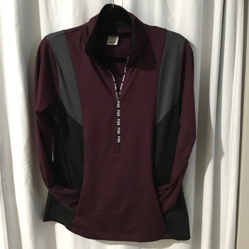 PINK Victoria's Secret Red and Black Sweatshirt Quarter-Zip